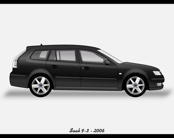 POSTER - SAAB 93 Sportwagon Vector Art Black