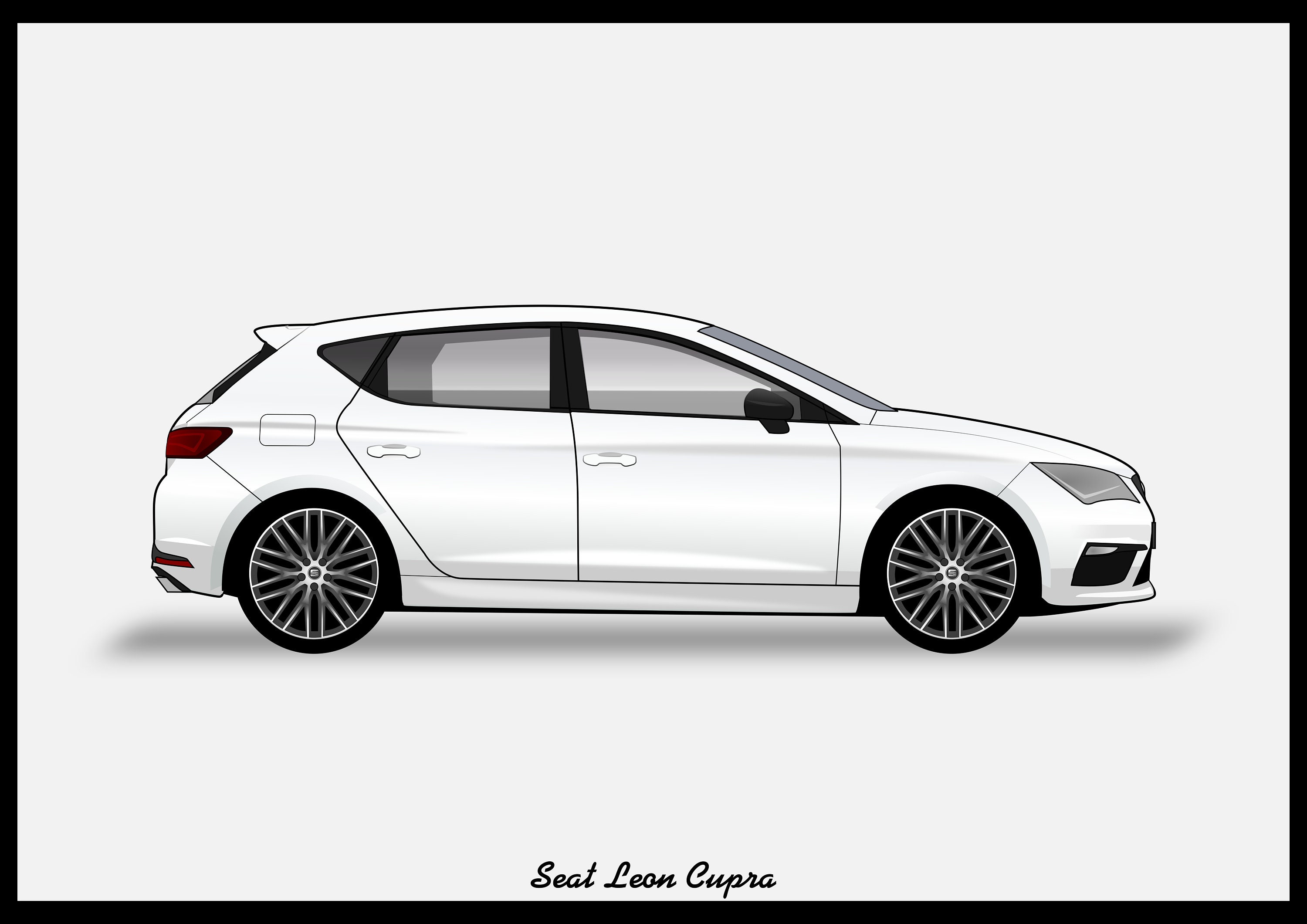 SEAT LEON Mk3 - Colour Vector File Download - .PDF, .Svg, .Png