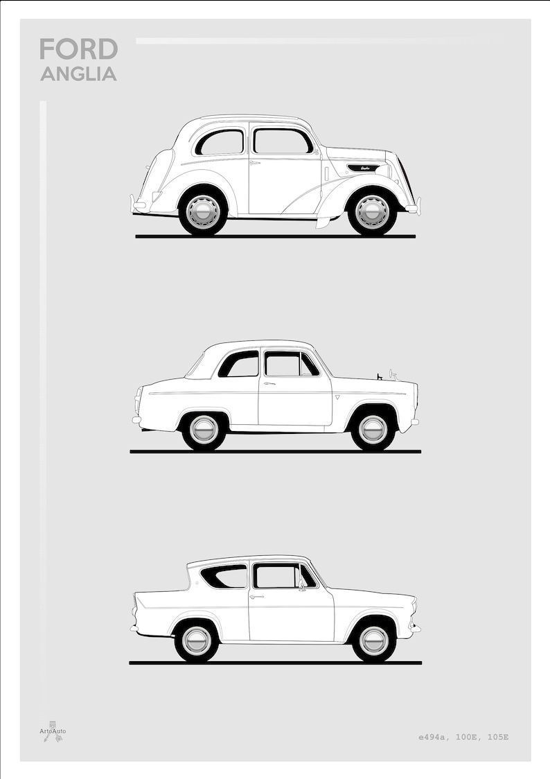 POSTER - FORD ANGLIA Evolution - Monotone - Etsy
