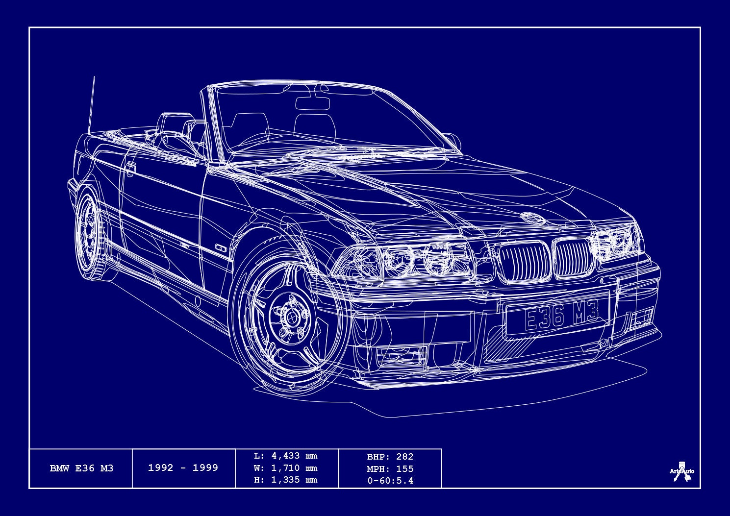 BMW E36 M3 Coupe vector Template