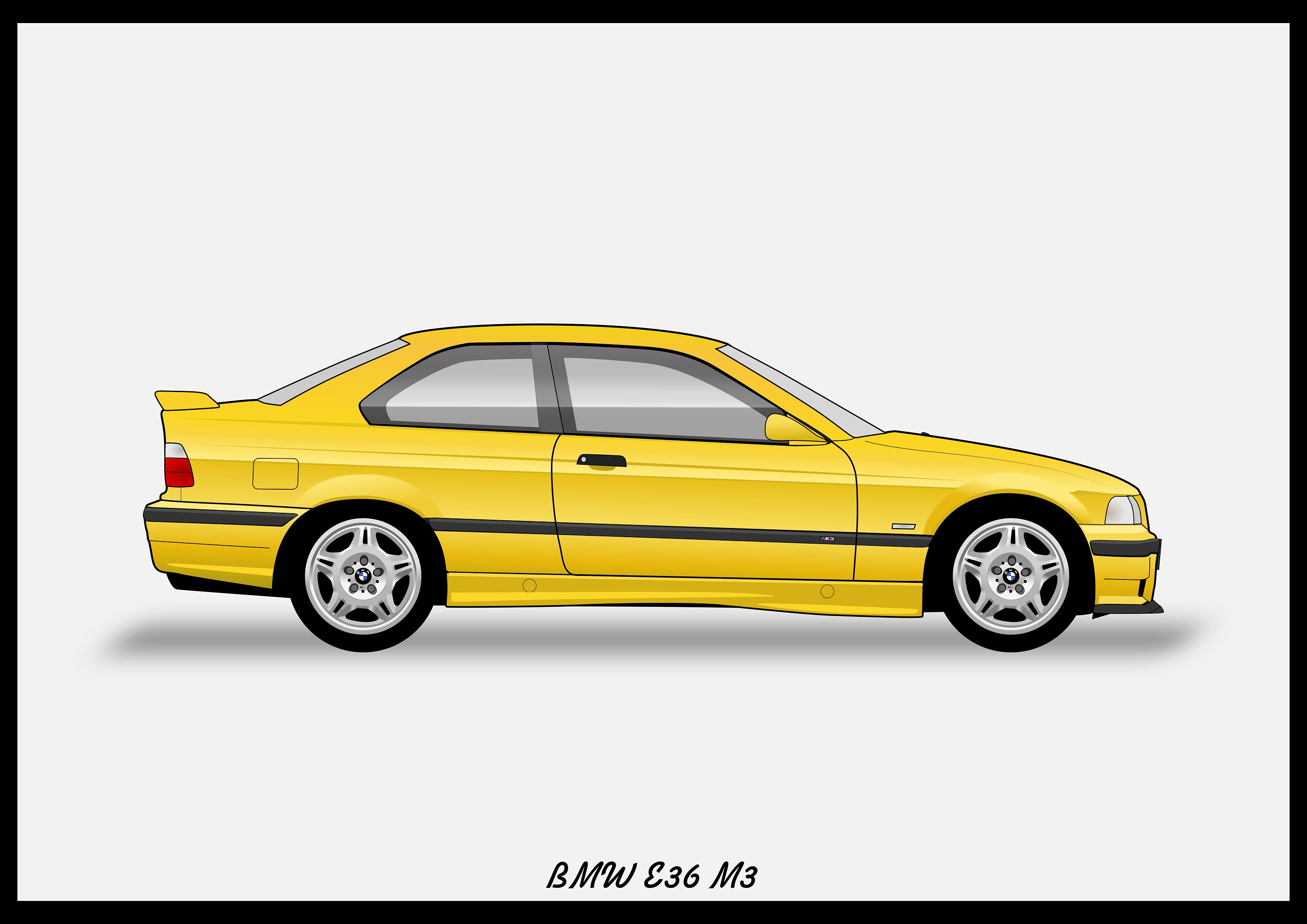 BMW E36 3 Series M3 Colour Vector File Download .PDF - Etsy