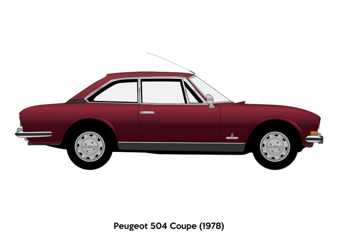 PEUGEOT 504 COUPE Red - Colour Vector File Download - .PDF, .svg