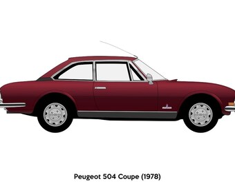 PEUGEOT 504 COUPE Red - Colour Vector File Download - .PDF, .svg