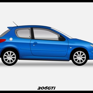 PEUGEOT 206 GTI - Colour Vector File Download - .PDF, .Svg, .Png