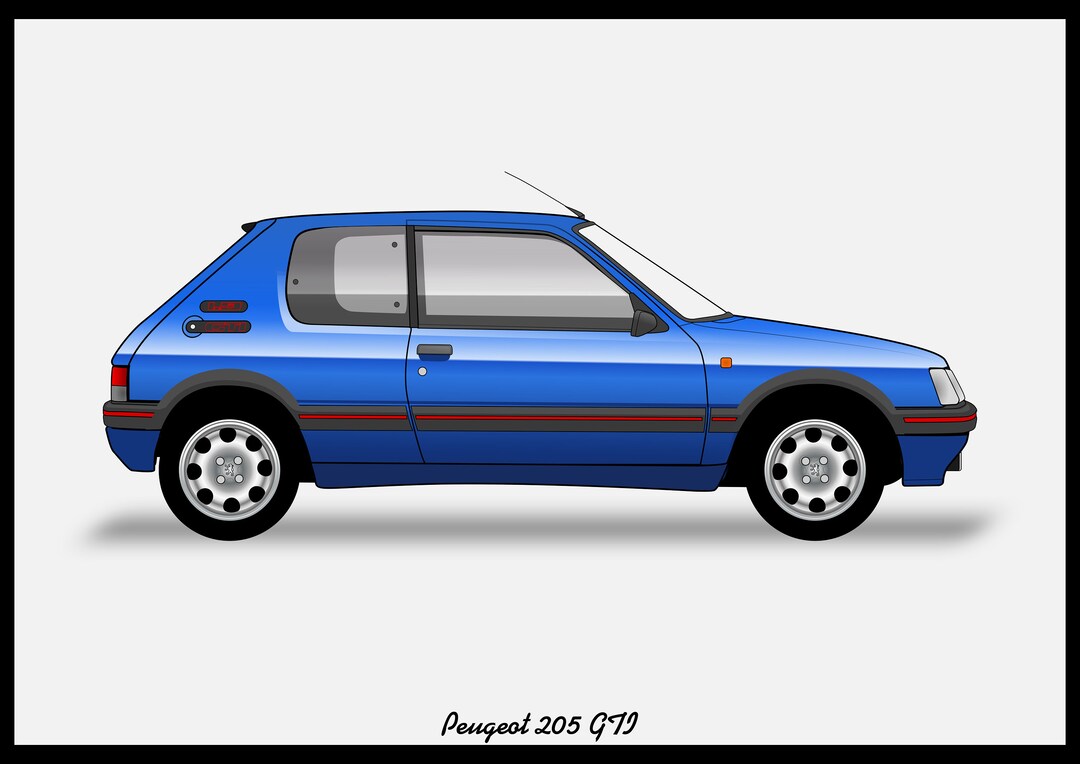 PEUGEOT 205 GTI 1.9 - Colour Vector File Download - .PDF, .svg, .png - Etsy