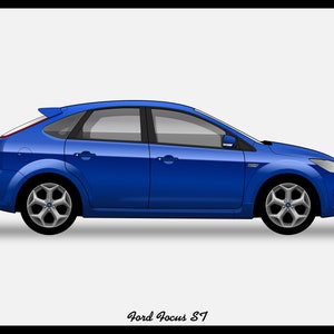 FORD FOCUS Mk2 St- Colour Vector File Download - .PDF, .Svg, .Png