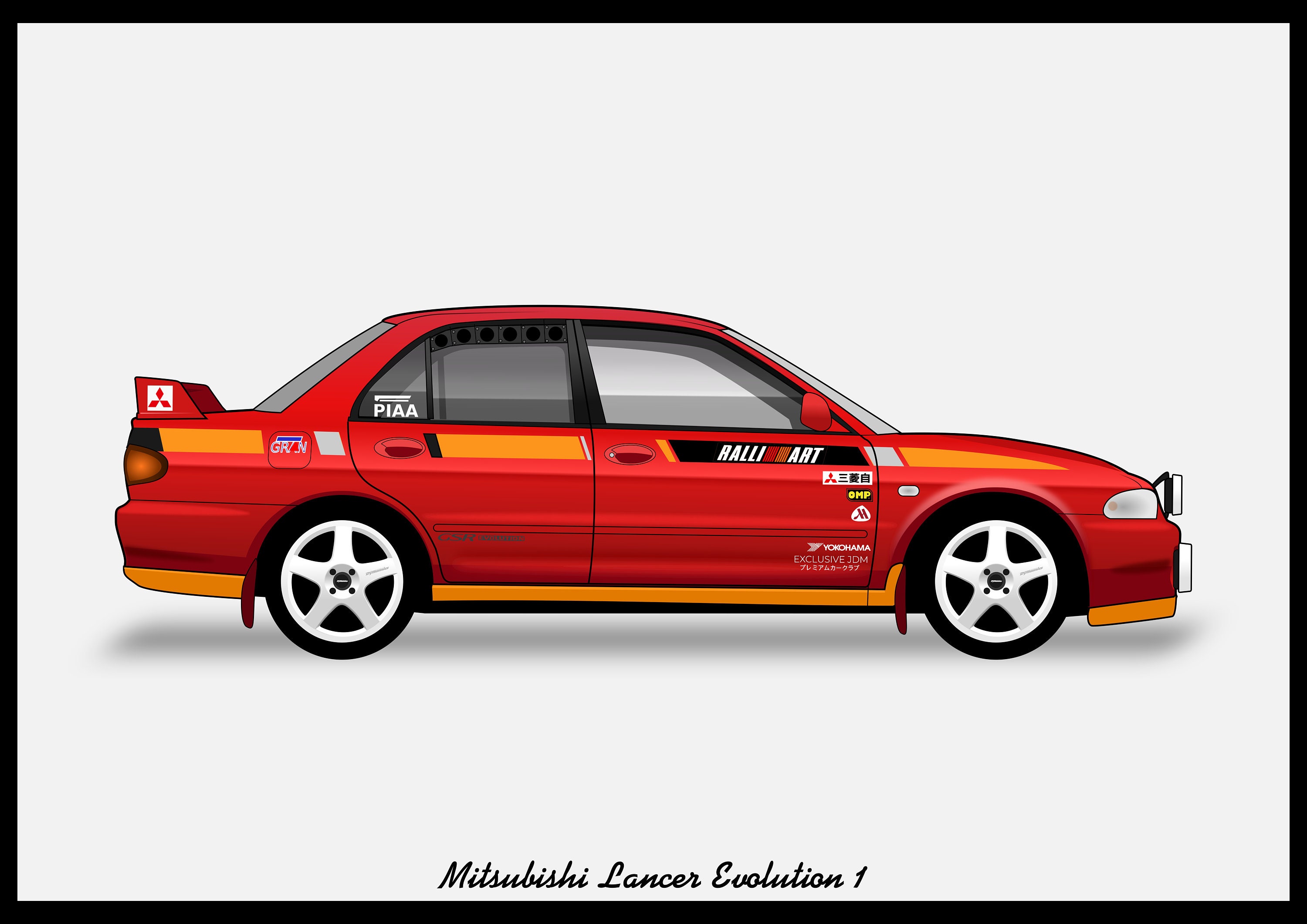 MITSUBISHI LANCER Evo 1 Colour Vector File Download .PDF Etsy
