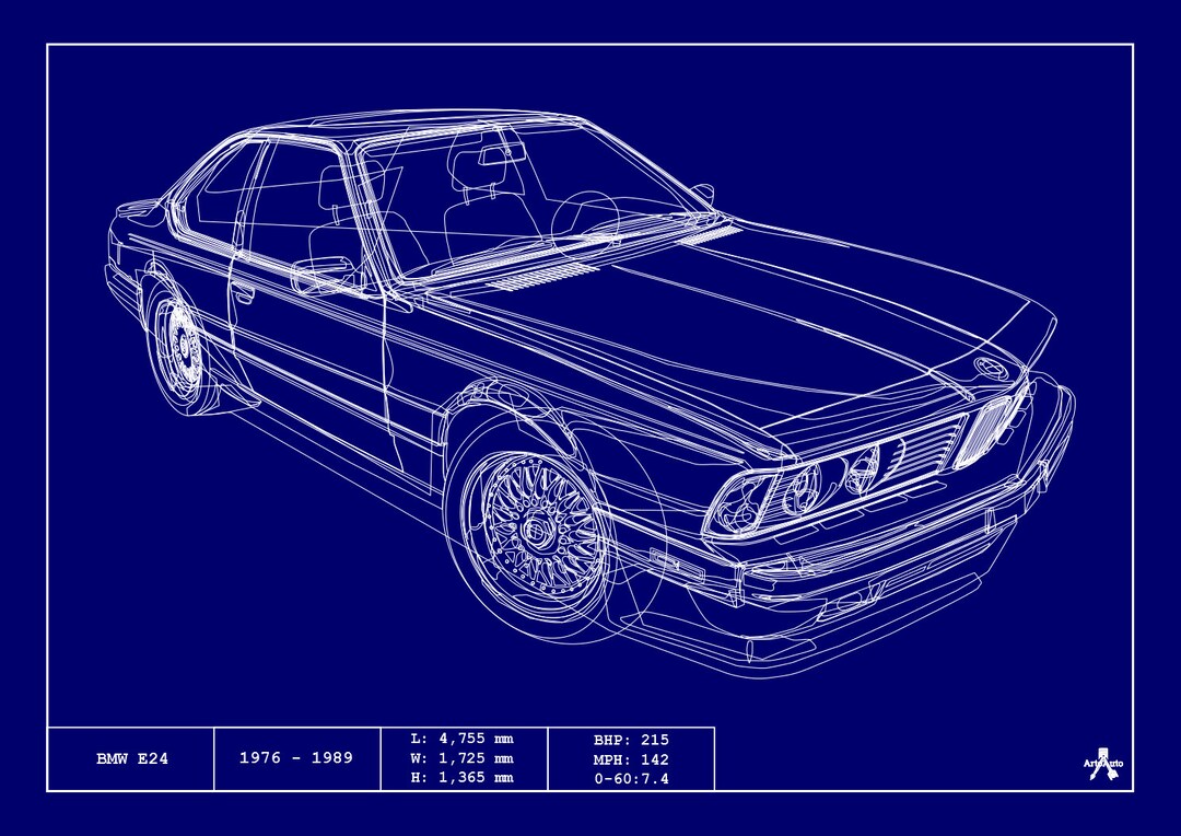 POSTER -BMW E24 M3 BLUEPRINT - Vector Art - Highly Detailed - Etsy