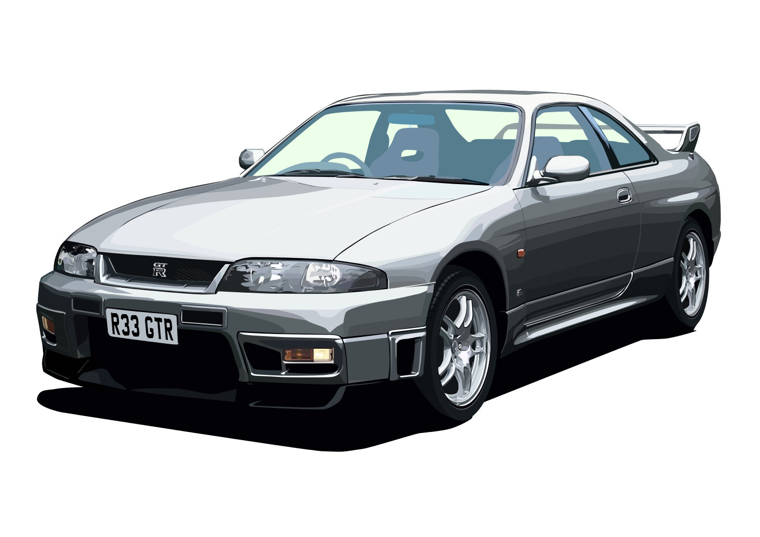 ポスター - 日産スカイライン GTR R33 - ベクターアート - 非常に詳細
