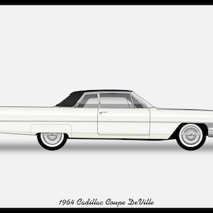CADILLAC COUPE DeVille 1964 - Colour Vector File Download - .PDF, .Svg, .Png