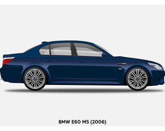 POSTER BMW E60 M5 Blue Vector Art 
