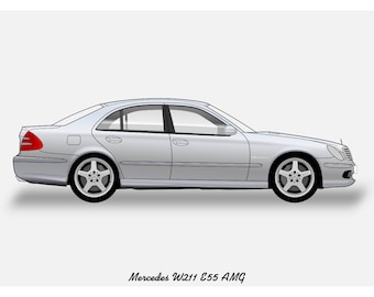 POSTER - Mercedes E55 Vector Art W211 E-Class