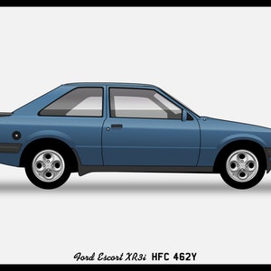 POSTER - FORD ESCORT Mk3 XR3i Vector Art Blue