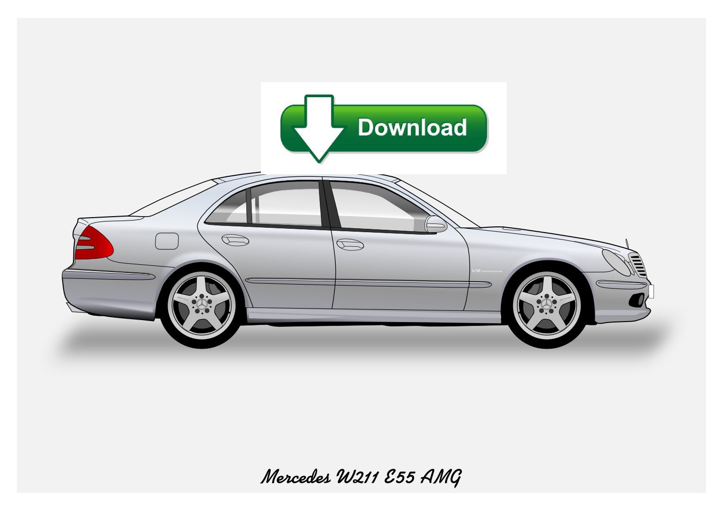 MERCEDES W211 E55 E-Class Vector Image - .SVG, .PDF, .Png