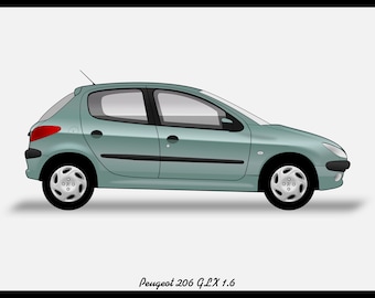 PEUGEOT 206 - Colour Vector File Download - .PDF, .svg, .png - Etsy