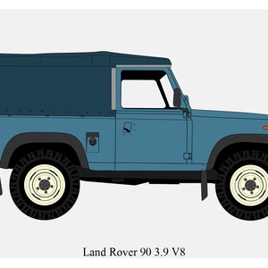 POSTER - Land Rover 90 Blue Vector Art
