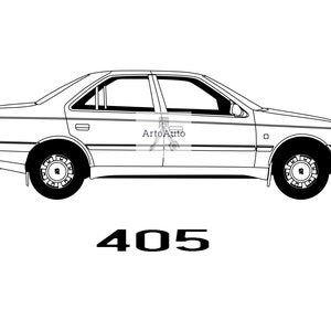 PEUGEOT 405 Outline Vector - .SVG, .Pdf, .Png