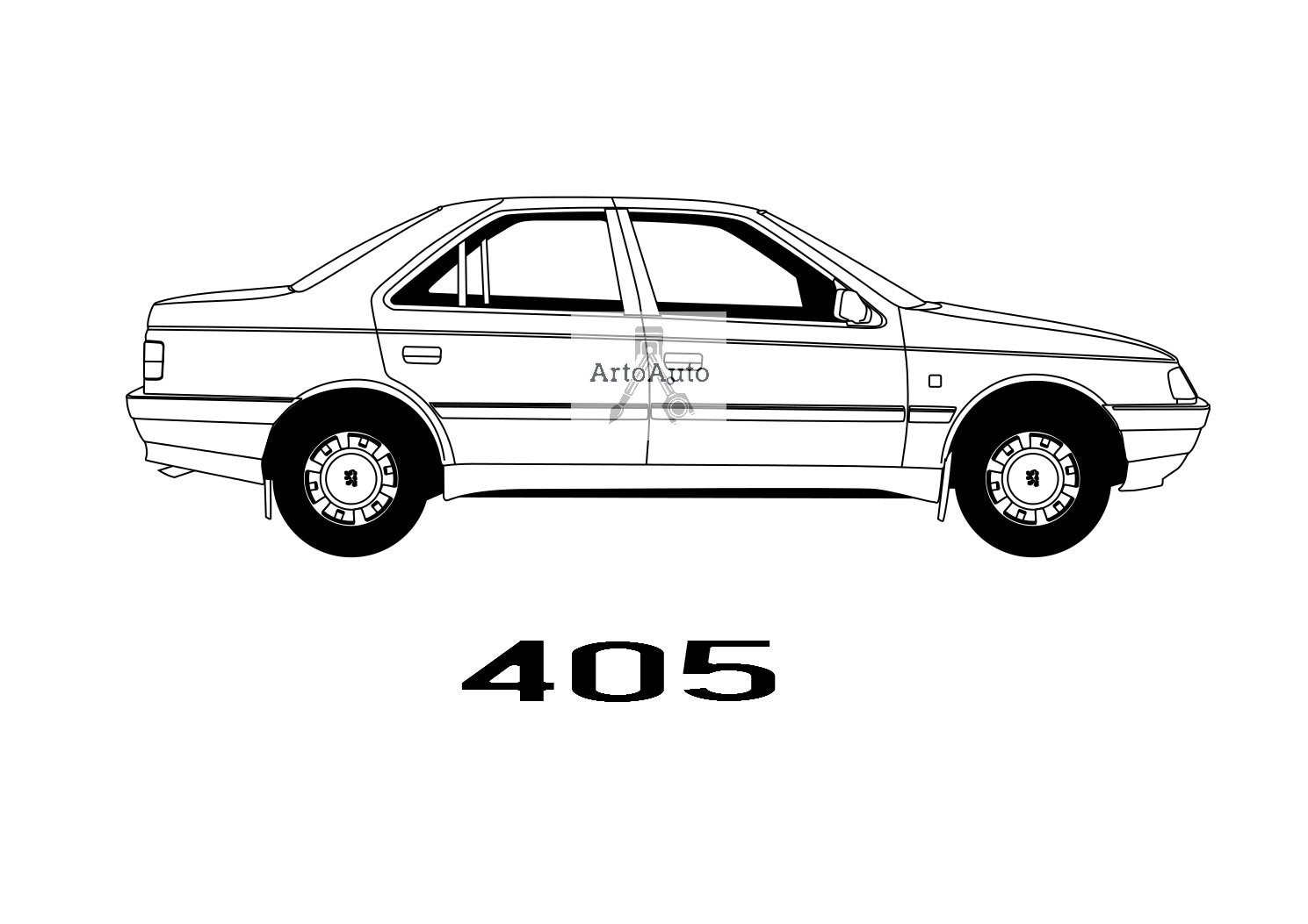 PEUGEOT 405 Outline Vector - .SVG, .pdf, .png - Etsy