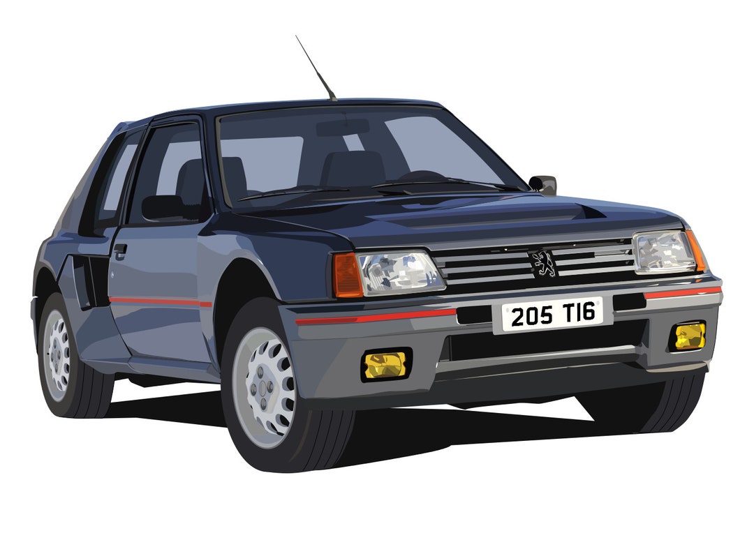 POSTER - Peugeot 205 Turbo 16 - Vector Art - Highly Detailed - Etsy