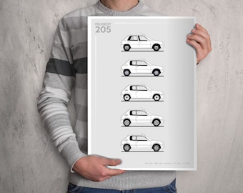 POSTER - PEUGEOT 205 Evolution - Monotone