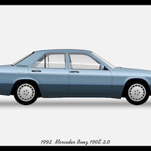 MERCEDES W201 190E - Colour Vector File Download - .PDF, .Svg, .Png