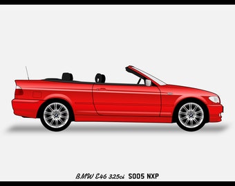 BMW E46 CONVERTIBLE - 3 Series - Colour Vector File Download - .PDF, .Svg, .Png