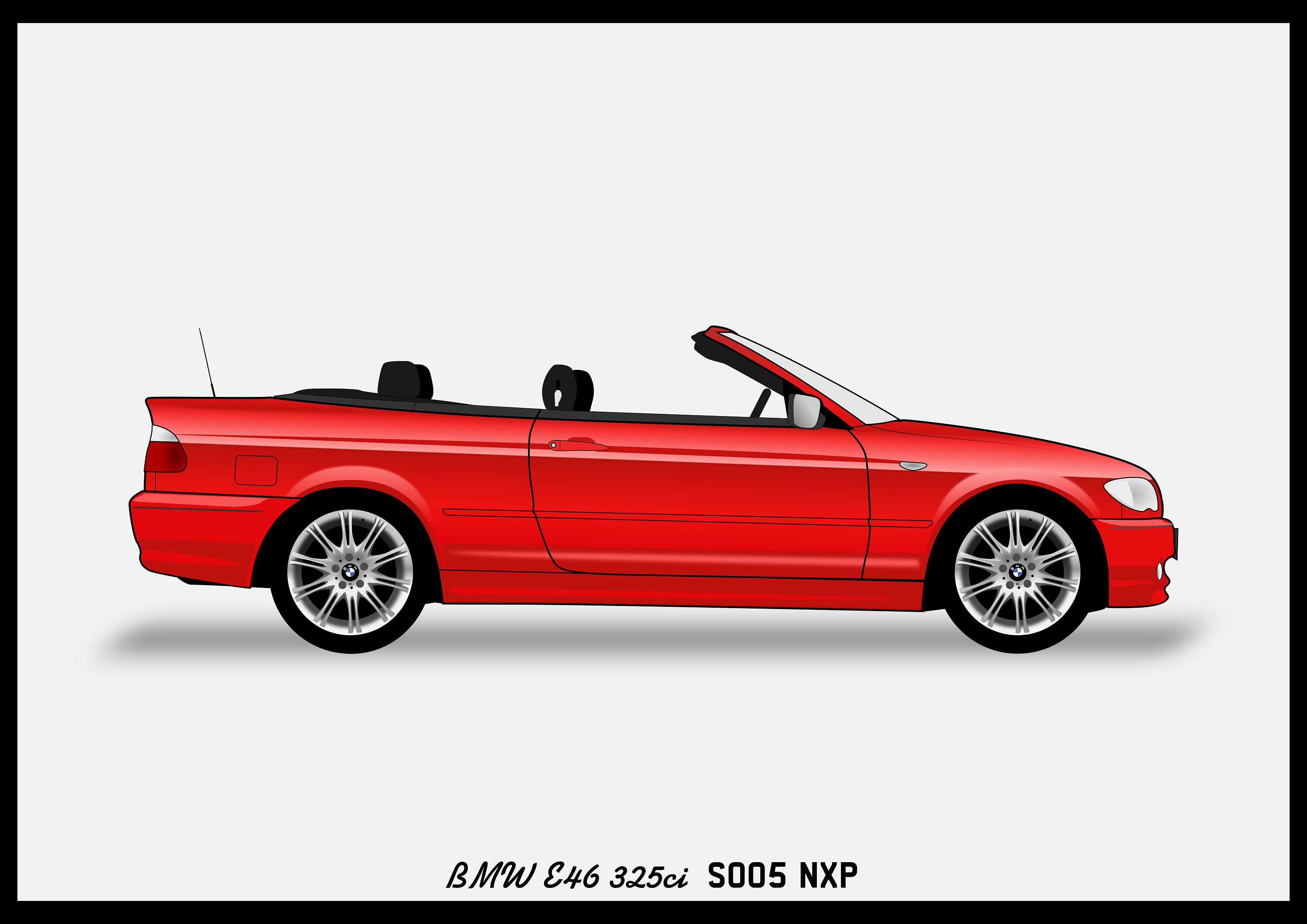 BMW E46 CONVERTIBLE - 3 Series - Colour Vector File Download - .PDF, .Svg,  .Png