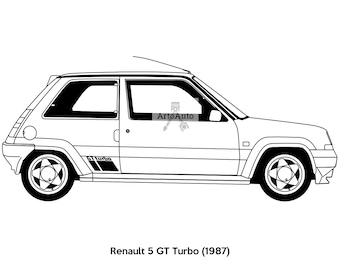 Renault 5 GT Turbo Outline Vector - .SVG, .PDF, .Png