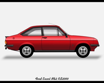 FORD ESCORT Mk2 RS2000 - Download file vettoriale a colori - .PDF, .Svg, .Png