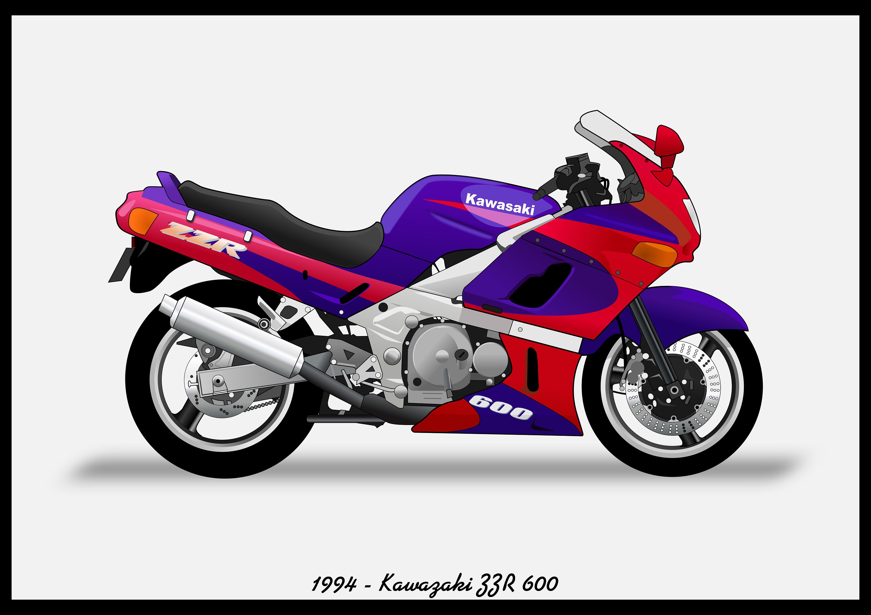KAWASAKI ZZR 600 - Colour Vector File Download - .PDF, .svg, .png