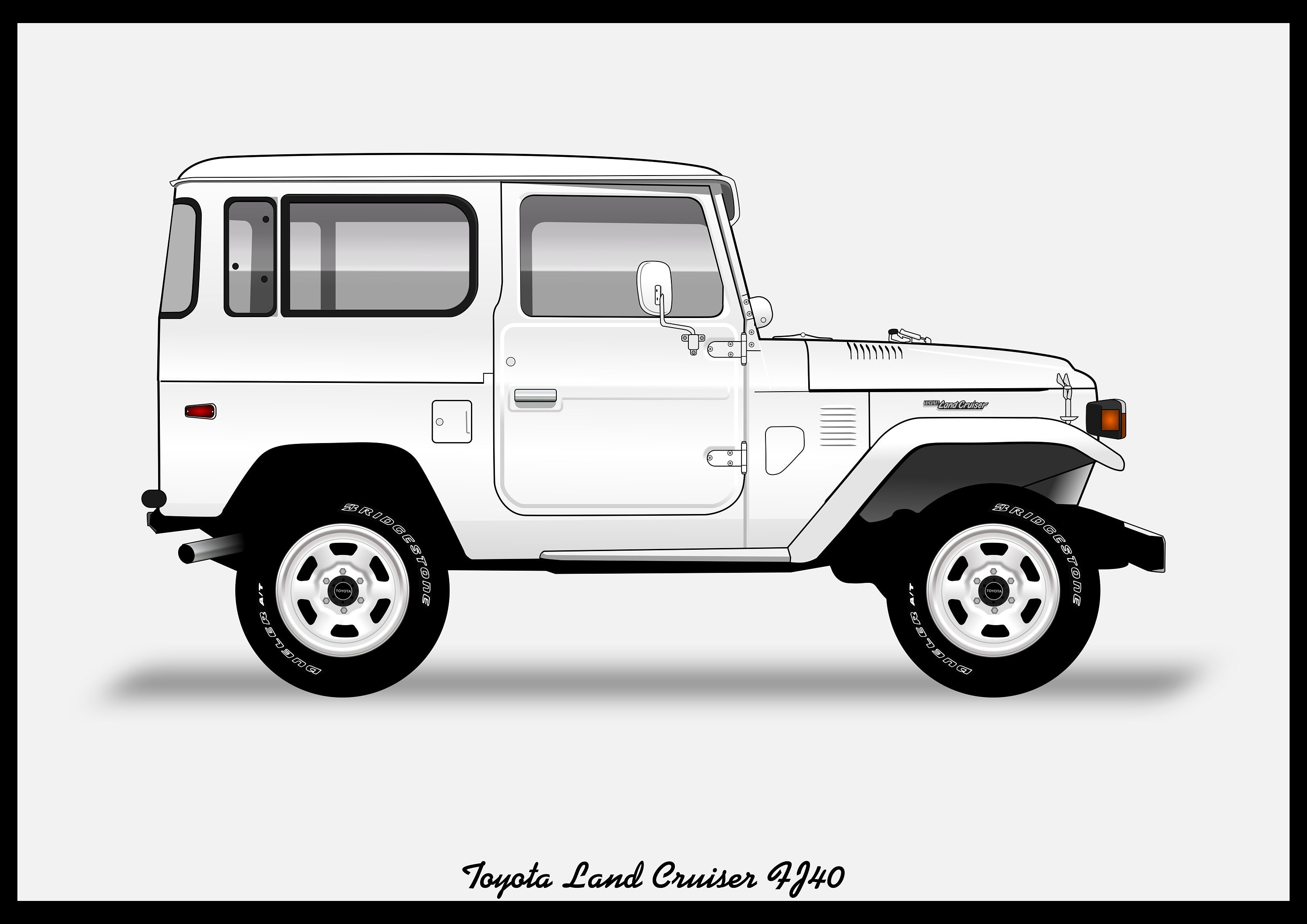 TOYOTA LANDCRUISER FJ40 Colour Vector File Download .PDF - Etsy