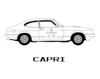 Ford Capri Outline Vector - .SVG, .Pdf, .Png