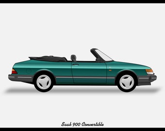 POSTER - SAAB 900 CONVERTIBLE Vector Art