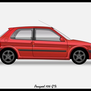 PEUGEOT 106 GTI - Colour Vector File Download - .PDF, .Svg, .Png