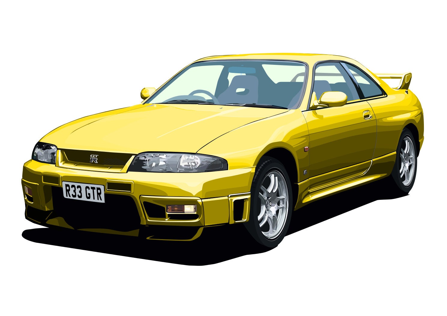 POSTER Nissan Skyline GTR R33 Vector Art Highly Detailed - Etsy 日本