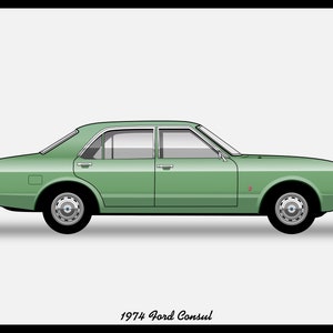 FORD CONSUL 1974 - Colour Vector File Download - .PDF, .Svg, .Png