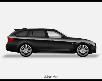 BMW F31 TOURING - Série 3 - Fichier vectoriel couleur à télécharger - .PDF, .Svg, .Png