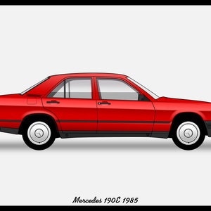 POSTER - Mercedes 190E Series 1 Vector Art W201