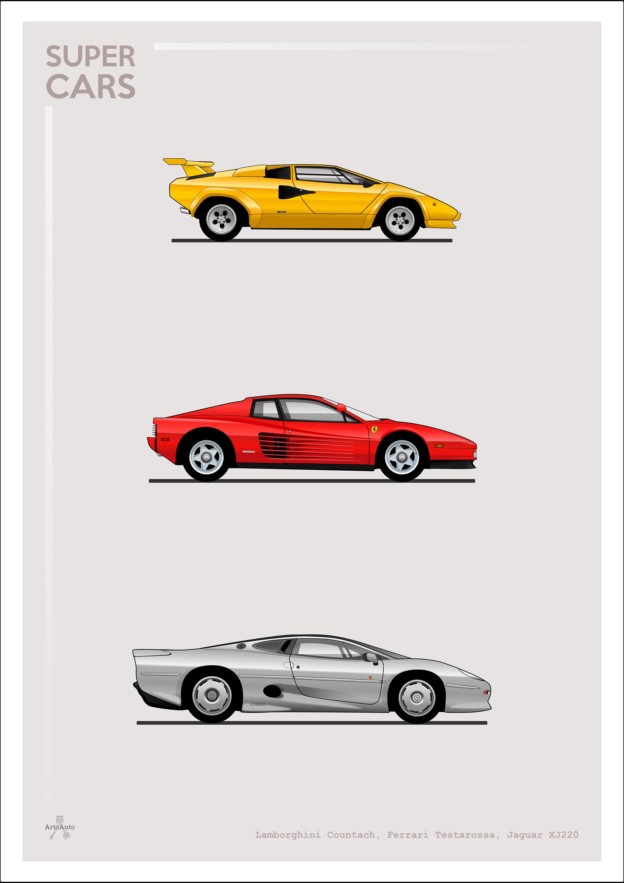 POSTER - SUPER CARS Evolution - Colour - Etsy UK