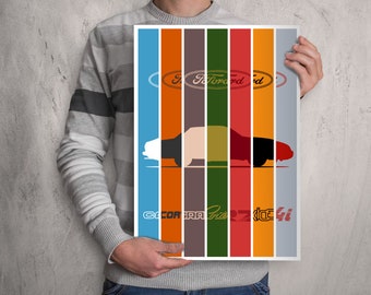 POSTER - FORD COLLAGE -Classic Models of the 70&#39;s & 80&#39;s