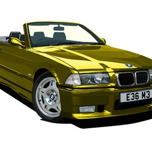 POSTER -BMW E36 M3 - Vector Art - Highly Detailed - Etsy