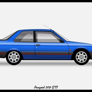 PEUGEOT 309 GTI - Colour Vector File Download - .PDF, .Svg, .Png