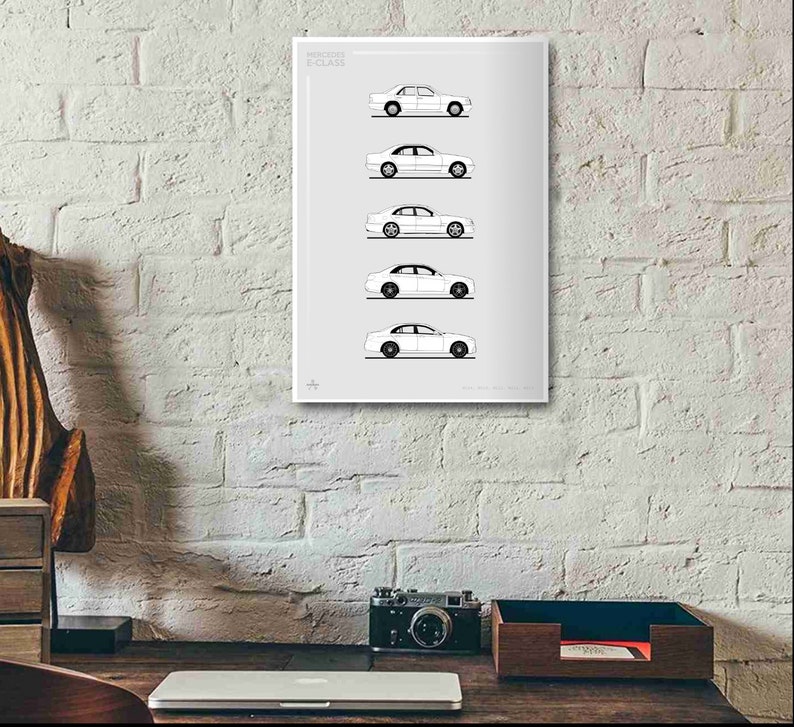 POSTER - MERCEDES E-CLASS Evolution - Monotone - Etsy