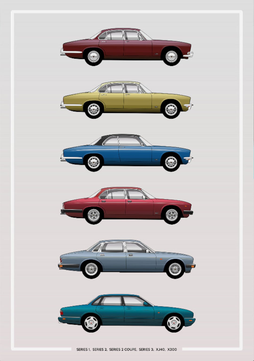 POSTER - Jaguar XJ6 Evolution - (XJ40, X300, Xj12) - Etsy