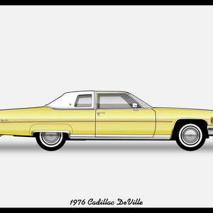 CADILLAC COUPE DeVille 1976 - Farbvektordatei-Download - .PDF, .Svg, .Png