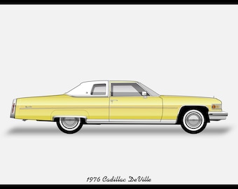 CADILLAC COUPE DeVille 1976 - Download file vettoriale a colori - .PDF, .Svg, .Png