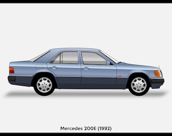 POSTER - Mercedes 200E W124 Vector Art
