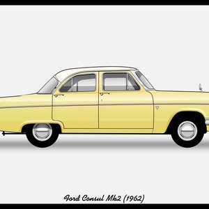 FORD CONSUL Mk2 - Colour Vector File Download - .PDF, .Svg, .Png