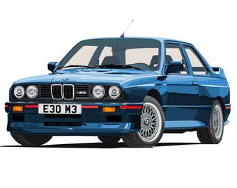 POSTER -BMW E30 M3 - Vector Art - Highly Detailed