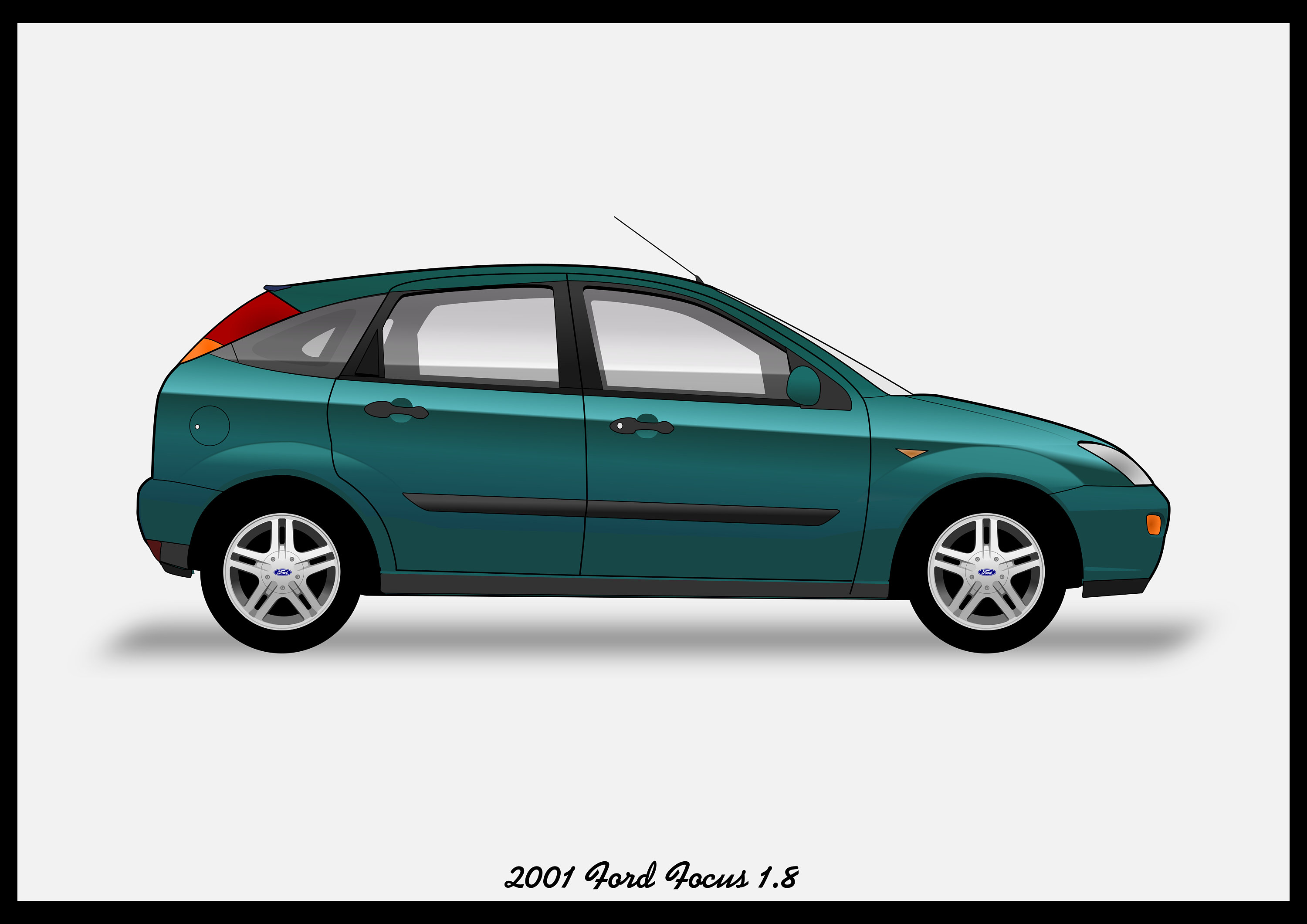 FORD Focus Mk1 - Colour Vector File Download - .PDF, .Svg, .Png